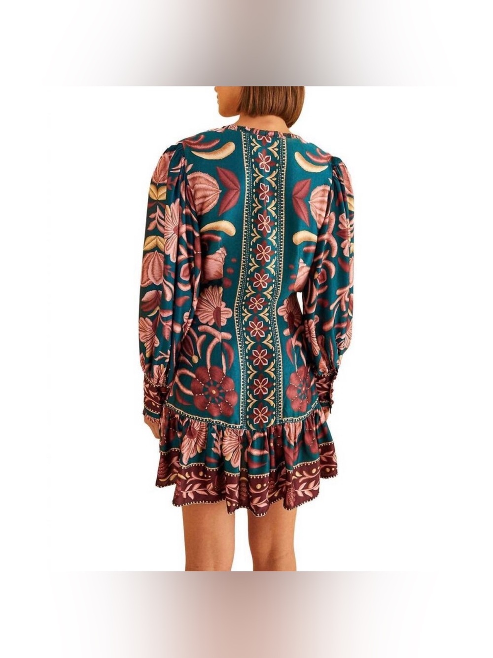 FARM Rio Seashell Tapestry Balloon-Sleeve Minidress - Picture 2 of 7